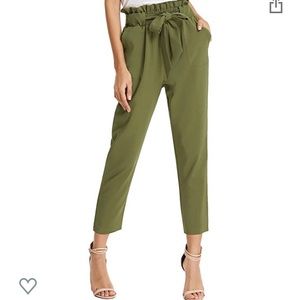 Grace and Karin olive green tied paper bag waist